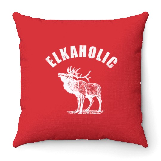 Elk Hunting Elkaholic Hunters Throw Pillows