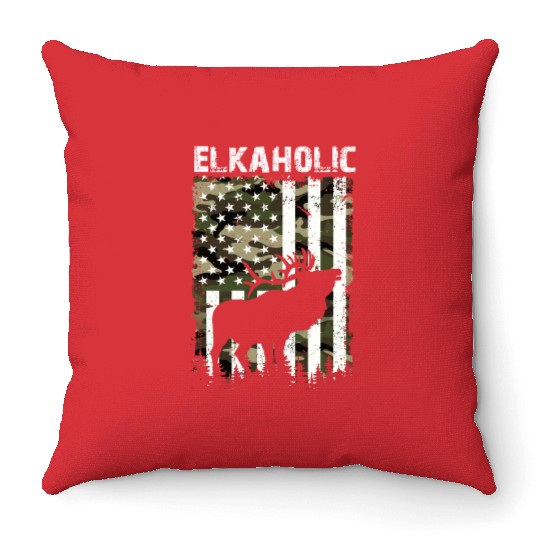 Elk Hunting Elkaholic Hunters Throw Pillows