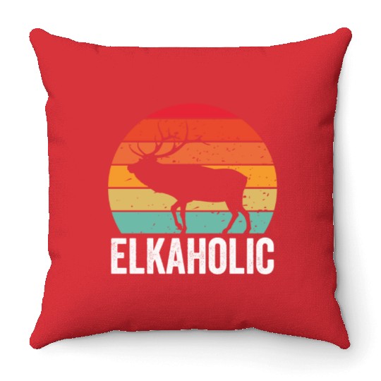 Elk Hunting Elkaholic Hunters Throw Pillows