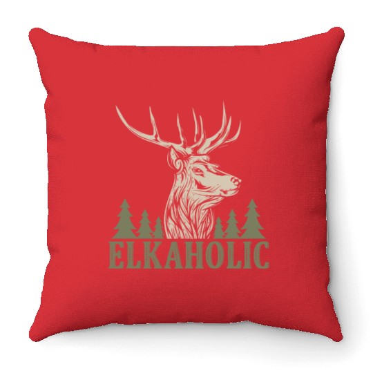 Elk Hunting Elkaholic Hunters Throw Pillows