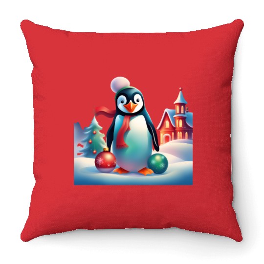 Christmas Merry Christmas For Gift Penguin Snowman Throw Pillows