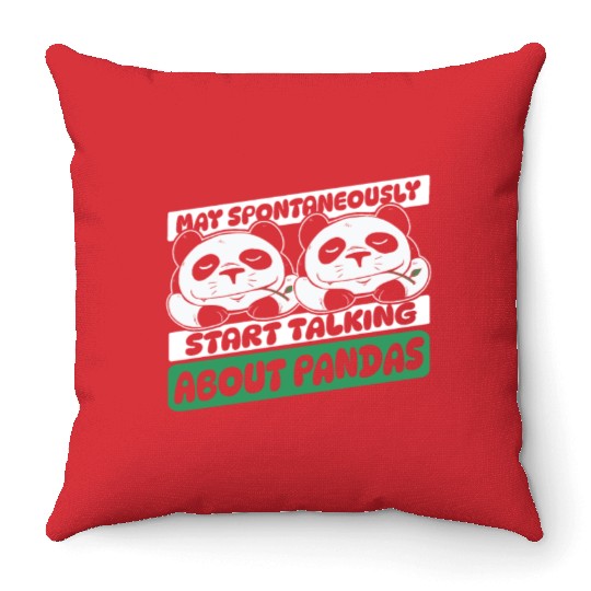 Spontaneously Start Talking About Panda Friend Throw Pillows