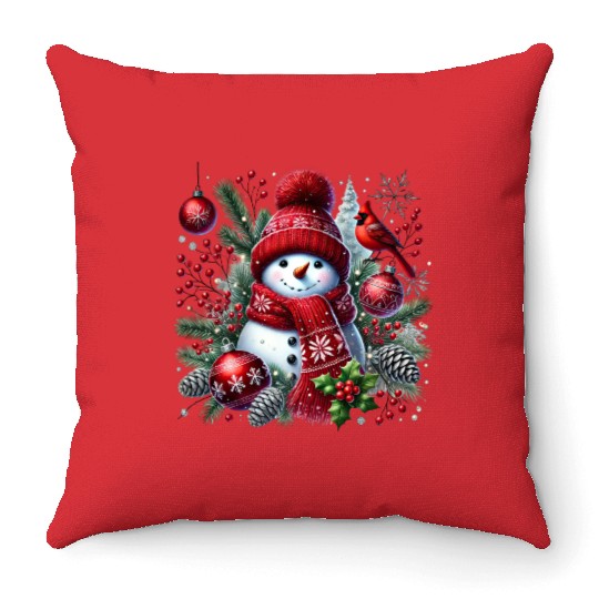 Snowman Christmas, Merry Christmas Throw Pillows