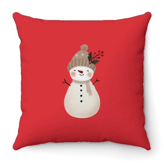 Snowman Christmas, Merry Christmas Throw Pillows