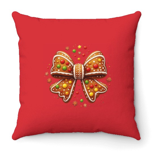 Gingerbread Coquette, Christmas Retro Throw Pillows