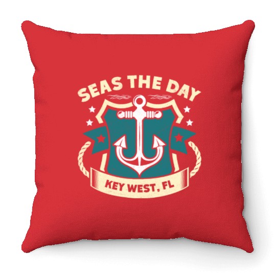 Key-West SEAS A DAY KEY-WEST SEAS Yachting Throw Pillows