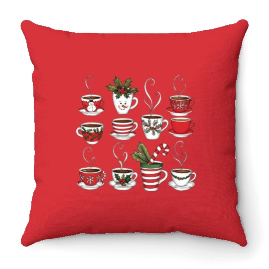 Merry christmas greetings candi cane Throw Pillows