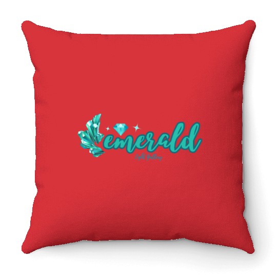 Emerald gemstone jewel Throw Pillows