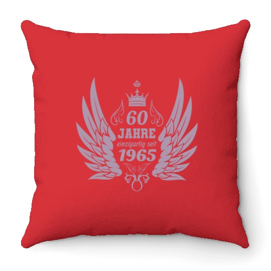 60 years unique since 1965 angel wings Throw Pillows