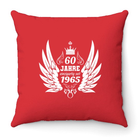 60 years unique since 1965 angel wings Throw Pillows