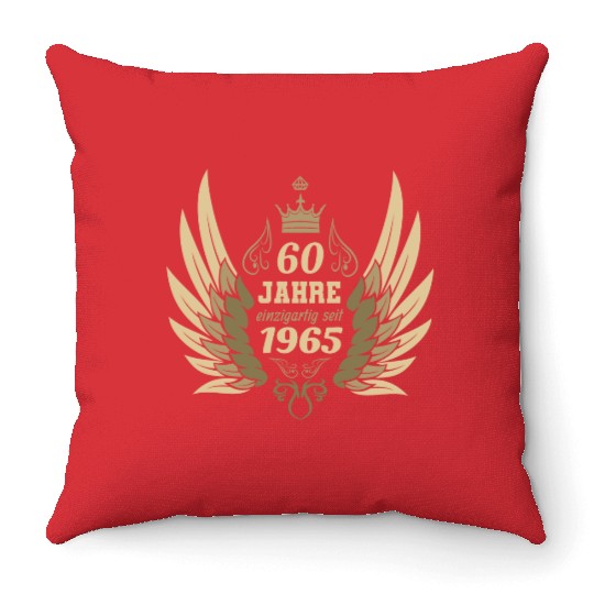 60 years unique since 1965 angel wings Throw Pillows