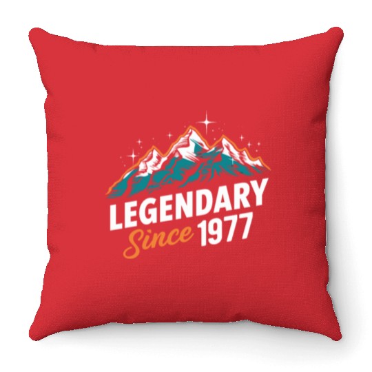 Legendary Since 1977 Hiker Birthday Mountain Throw Pillows