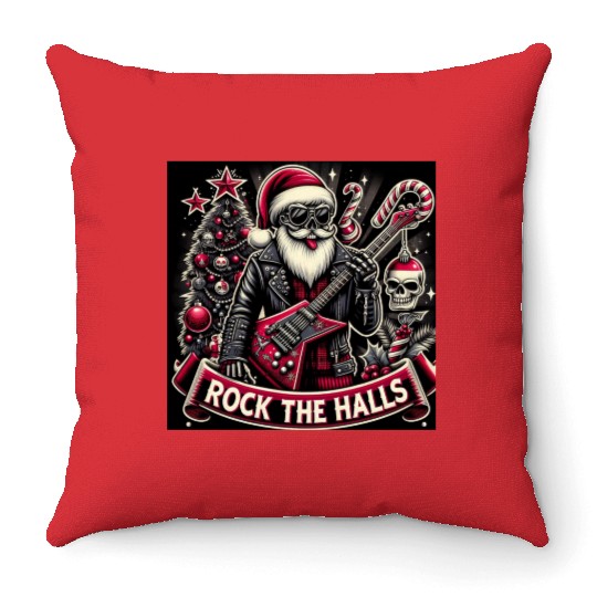 Rocker father xmas Throw Pillows