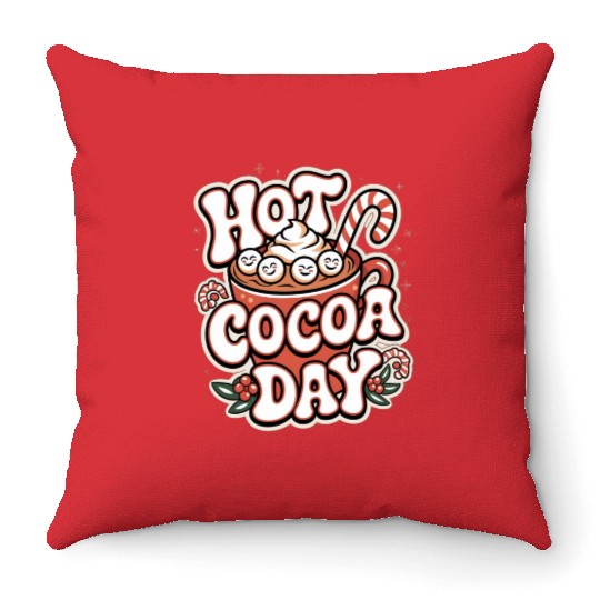 Hot Cocoa Day Throw Pillows