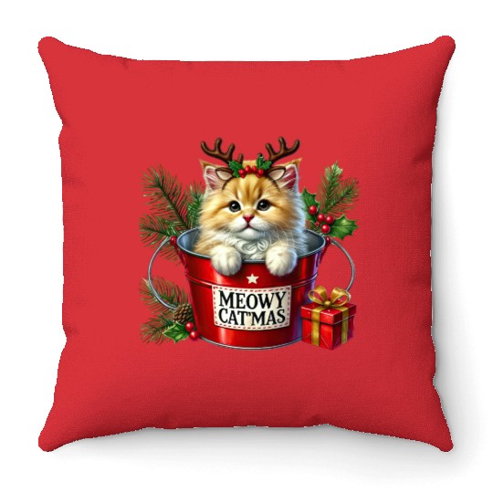 Cat Christmas, Cute Christmas, Christmas Retro Throw Pillows