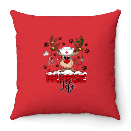 Reindeer Merry Christmas, Christmas Vintage Throw Pillows