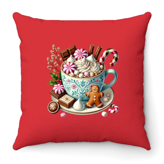 Christmas ice cream, Coquette Chistmas Throw Pillows