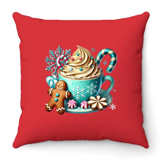 Christmas ice cream, Coquette Chistmas Throw Pillows