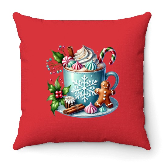 Christmas ice cream, Coquette Chistmas Throw Pillows