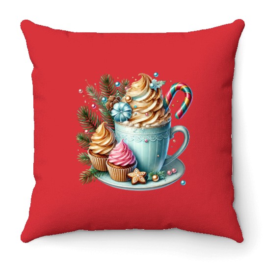 Christmas ice cream, Coquette Chistmas Throw Pillows