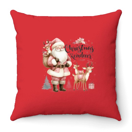 Christmas Reindeer Farm, Merry Christmas Throw Pillows