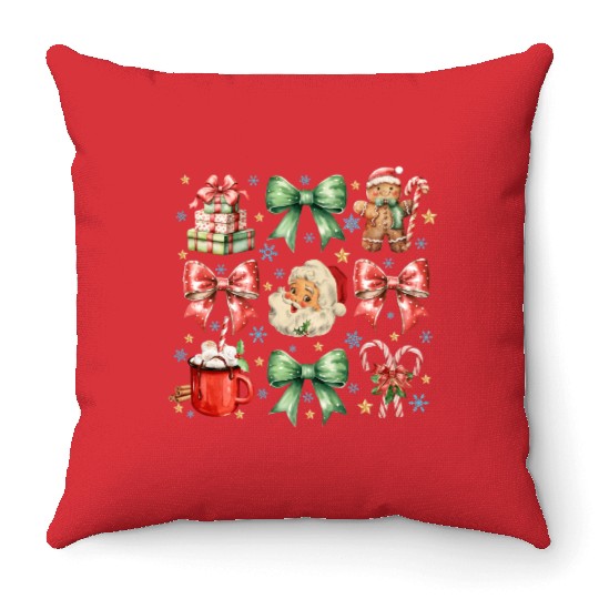 Christmas Bow, Christmas Vintage Throw Pillows