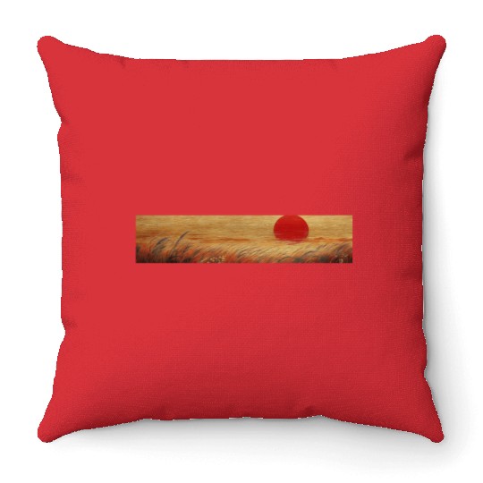 Sunset Serenity: Susuki Fields in Twilight Throw Pillows