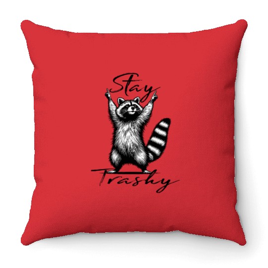 Stay Trashy Raccoon squad Throw Pillows