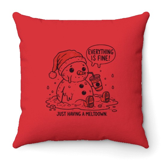 I m Having A Meltdown Funny Snowman Throw Pillows