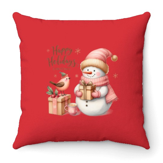 Happy Holidays, Merry Christmas Throw Pillows