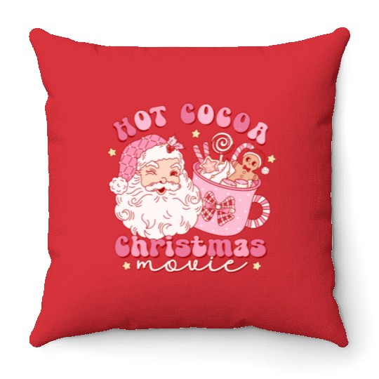 Hot cocoa Christmas movie Throw Pillows