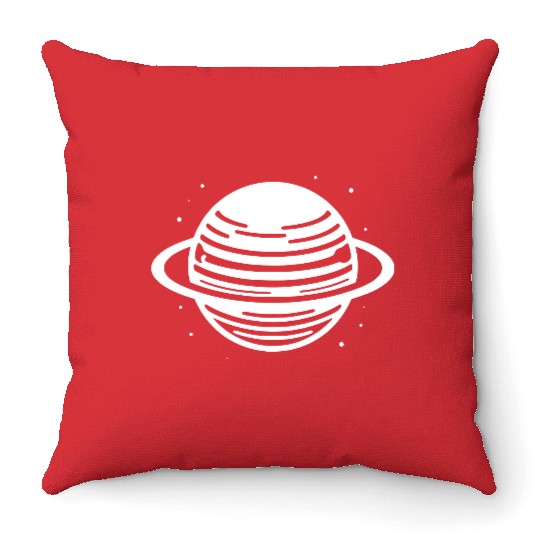 Minimalistic Saturn Planet Space Vector path36 Throw Pillows