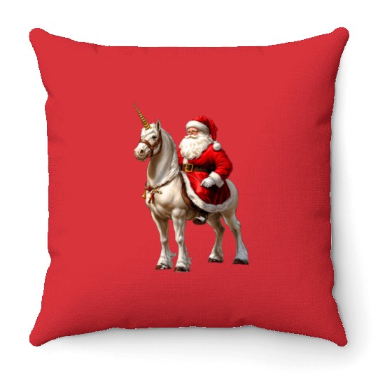 Santa Claus rider Throw Pillows