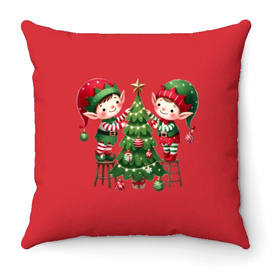 Merry christmas, Christmas Retro Throw Pillows