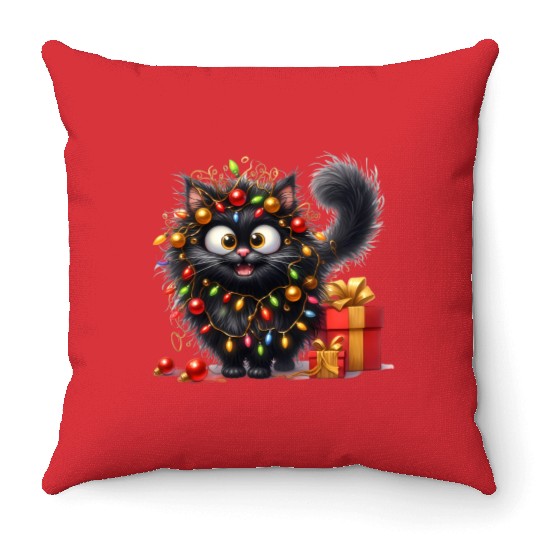 Cat Christmas, Animal Christmas, Christmas Vintage Throw Pillows