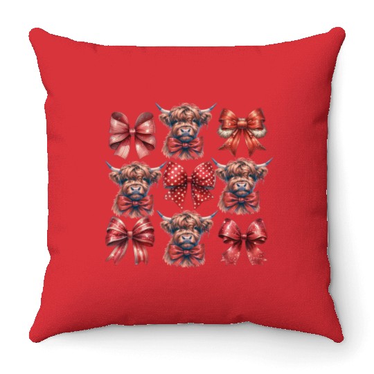 Christmas Bow, Merry Christmas Throw Pillows