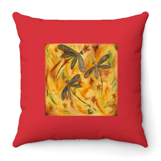 Dragonfly Autumn Flit Throw Pillows