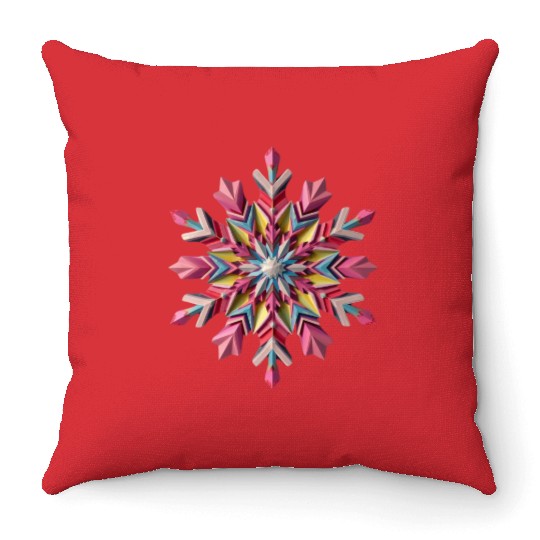 snowflake in bright candy colors-Abstract style Throw Pillows