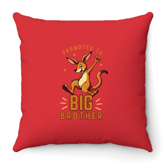 Promoted to Big Brother - Funny Kangaroo Australia Throw Pillows