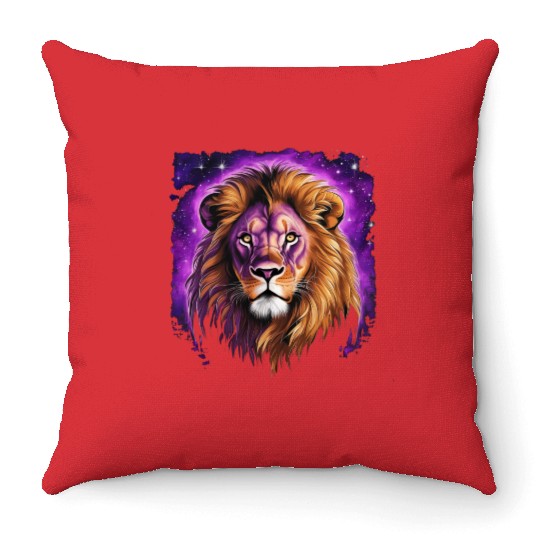 Starry Night Throw Pillows design of lion Rembrandt style