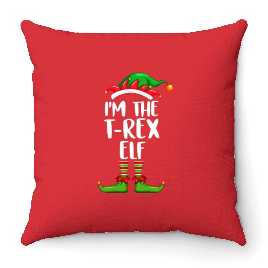 I'm The T-Rex Elf Throw Pillows Matching Family Christmas