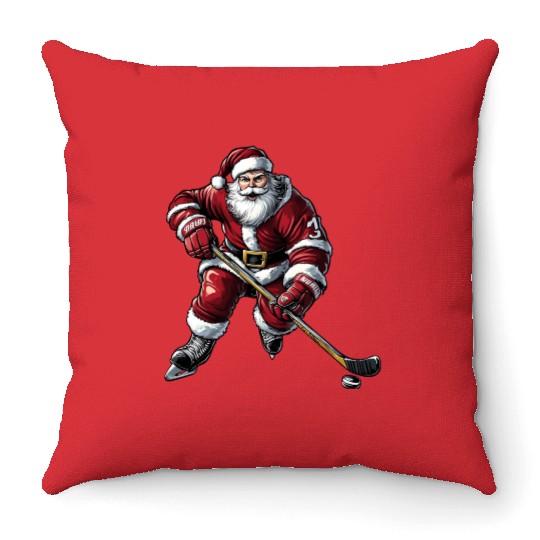 Ice hockey player Christmas Throw Pillows