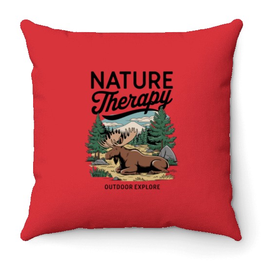 Moose in the Wild - Nature Therapy Graphic Throw Pillows