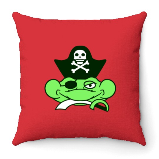 Frog Captain Hat Toad Funny Cool Comic Cartoon Fun Throw Pillows