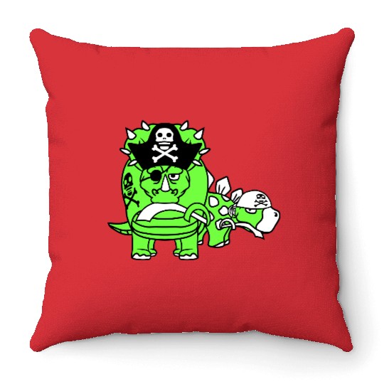 Triceratops Stegosaurus 2 Dinosaur Pirates Dinos Throw Pillows