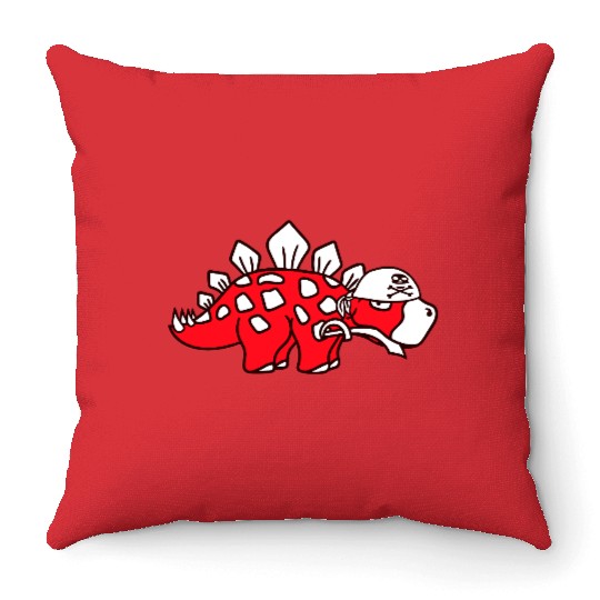 Stegosaurus Dinosaur Sabre Pirate Captain Dino Fun Throw Pillows