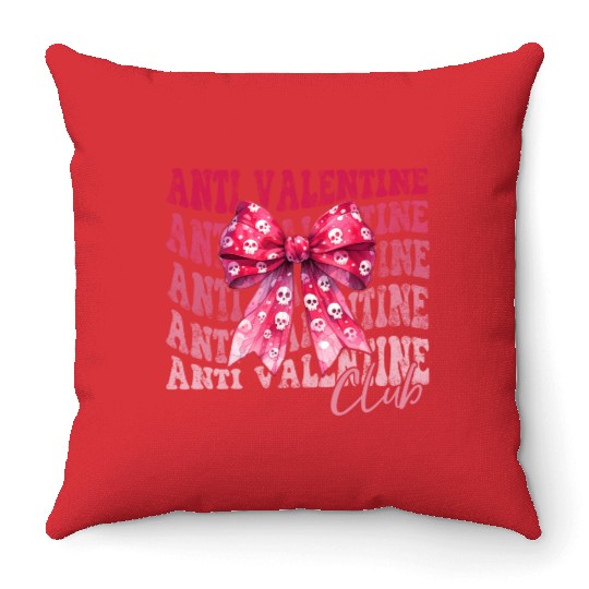 Anti Valentine Club Throw Pillows