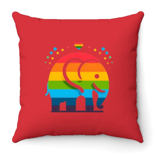 Rainbow Elephant Throw Pillows