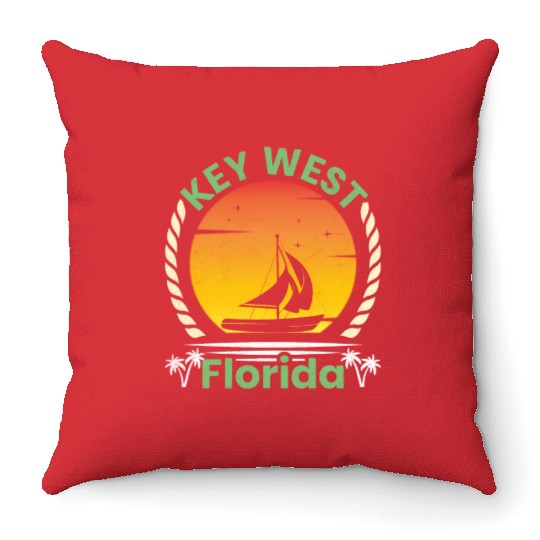 KEY-WEST FLORDIA Sailing West Keys Sailing Outfit Throw Pillows