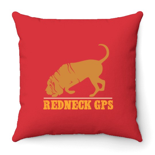 Redneck GPS | Funny Bloodhound | NickerStickers® Throw Pillows